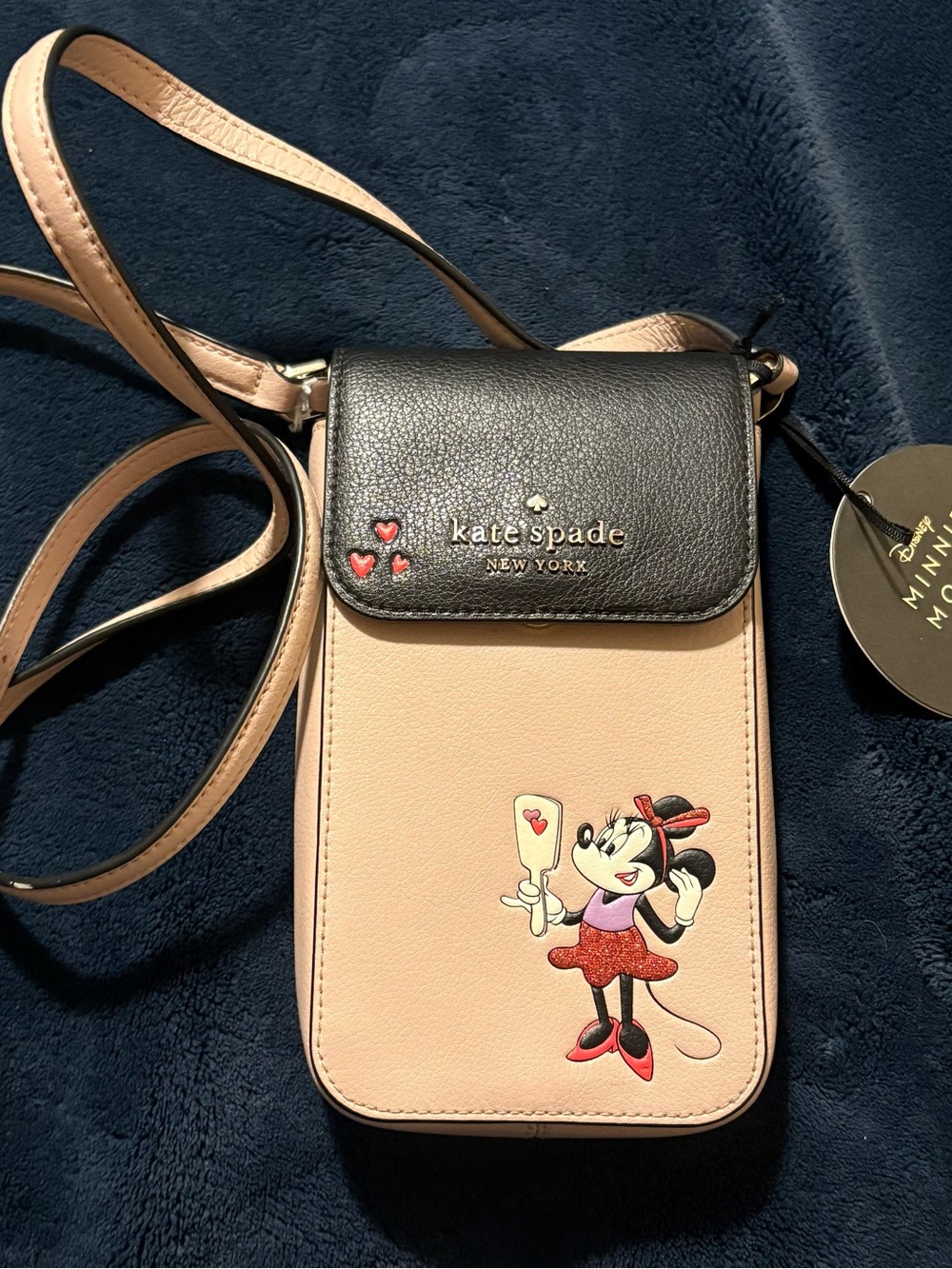 kate spade Pink and Black Minnie Mouse Crossbody Phone Bag